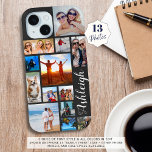 Moderne 13-Bild-Collage-Script-Name - benutzerdefi Case-Mate iPhone Hülle<br><div class="desc">Erstellen Sie Ihre eigene personalisierte, benutzerdefinierte Foto Collage Handy Gehäuse mit dieser leicht hochzuladenden Vorlage für 13 Bilder in verschiedenen Formen und Größen mit einem Namen in einem bearbeitbaren handgeschriebenen Skript-Schriftart (in Weiß vor einem kohlegrauen Hintergrund dargestellt). Das Beispiel wird auf einem iPhone 14 Modell im Barely There Gehäuse Stil...</div>