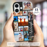 Moderne 13-Bild-Collage-Script-Name - benutzerdefi iPhone 16 Hülle<br><div class="desc">Mit dieser einfach zu bedienenden Vorlage für 13 Foto-Aufnahmen in verschiedenen Formen und Größen auf bearbeitbarem kohlegrauem Hintergrund erstellen Sie Ihr eigenes Handy-Gehäuse. Ändern Sie die Hintergrundfarbe in EDIT. TELEFONOPTIONEN: Das Beispiel wird auf dem Apple iPhone 16 und dem Gehäuse "Barely There" gezeigt - weitere Telefonmodelle und Gehäusetypen sind auf...</div>