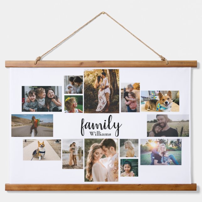 Moderne 14 Nom de famille Photo Collage Tapisserie (Devant)