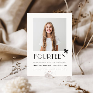 Moderne 14. Teenager-Foto-Vierzehnte Geburtstagsfe Einladung