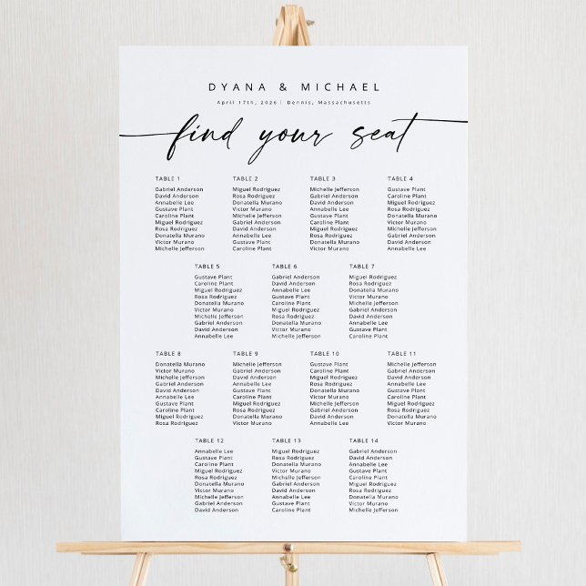Moderne 14 Tische finden Ihre Sitzkarte Poster (Von Creator hochgeladen)