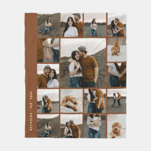 Moderne 17-Foto Collage bearbeitbare Farbe Fleecedecke