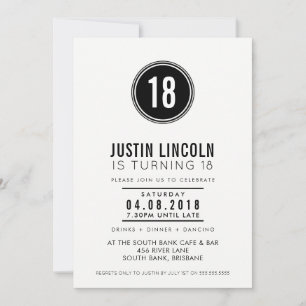MODERNE 18E anniversaire INVITATION simple tache n
