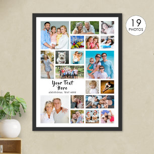 Moderne 19-Foto-Collage mit individuellen Farben p Poster
