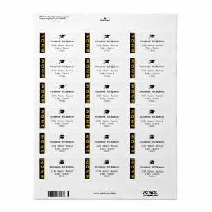 Moderne 1 Foto Gold Black Abschluss Adresse Adressaufkleber