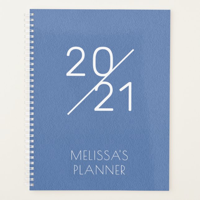 Moderne 2021 Elégant bleu Nom personnalisé (Devant)