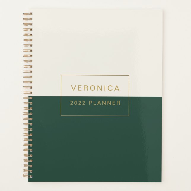 Moderne 2022 Green Monthly/Weekly Planner (Devant)