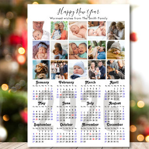 Moderne 2026 Kalenderfamilie Foto Collage Magnetic Magnetkarte