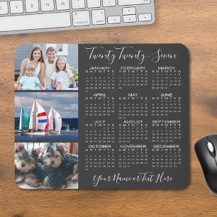 Moderne 2027 Kalender 3 Foto Schriftart Benutzerde Mousepad