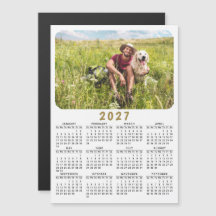 Moderne 2027 Magnetischer Fotokalender Schwarz Wei