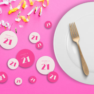 Moderne 21. Einundzwanzigste Pinke Geburtstagsfeie Konfetti