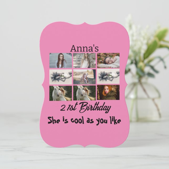 Moderne 21. Geburtstag personalisiert 9 FotoCollag (Stehend Vorderseite)