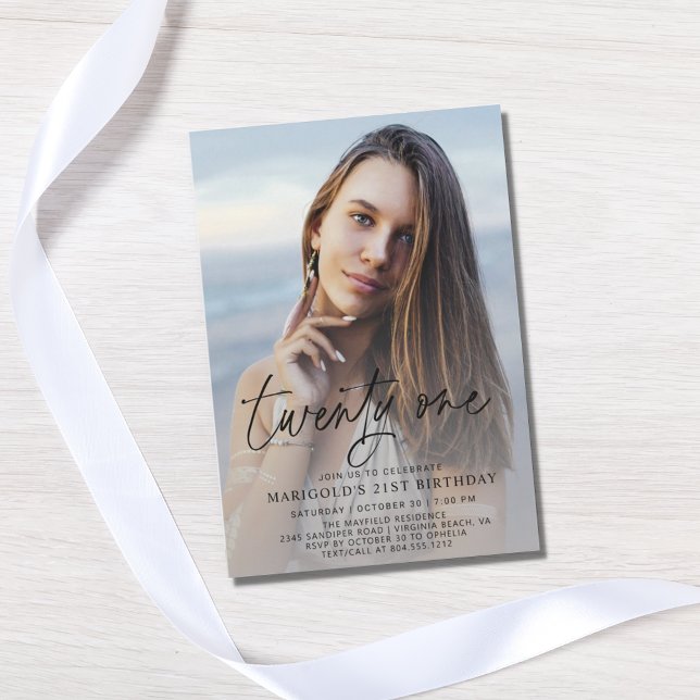 Moderne 21. Geburtstagsfeier Foto Einladung (Von Creator hochgeladen)