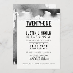 MODERNE 21E anniversaire INVITATION type noir