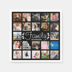 Moderne 22-Familie Foto Collage & Name Serviette