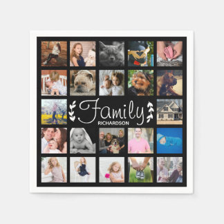 Moderne 22-Familie Foto Collage & Name Serviette