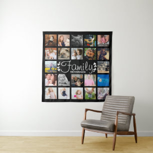 Moderne 22 Familien-Foto-Collagen-weißes Wandteppich