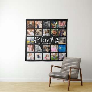 Moderne 22 Familien-Foto-Collagen-weißes Wandteppich