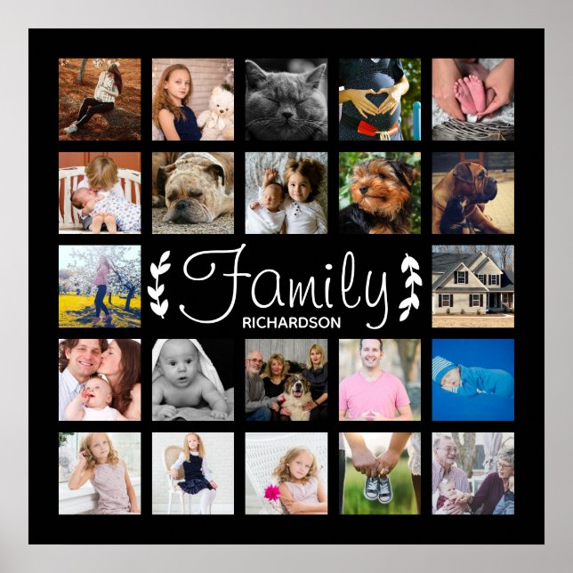 Moderne 22-Familien-Fotocollage Laurels Poster (Vorne)