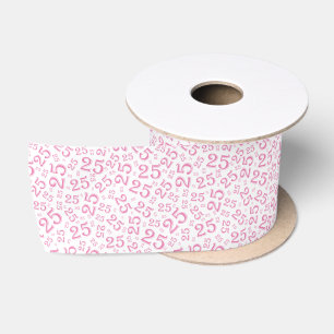 Moderne 25. Geburtstags-Nummernstruktur Rosa/Weiß Satinband