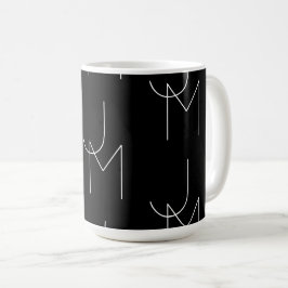 Moderne 2 Anfangsbuchstaben Muster | Schwarz & Wei Kaffeetasse