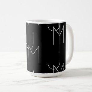 Moderne 2 Anfangsbuchstaben Muster Schwarz & Wei Kaffeetasse