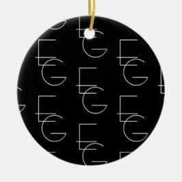 Moderne 2 Anfangsbuchstaben Muster | Schwarz & Wei Keramik Ornament