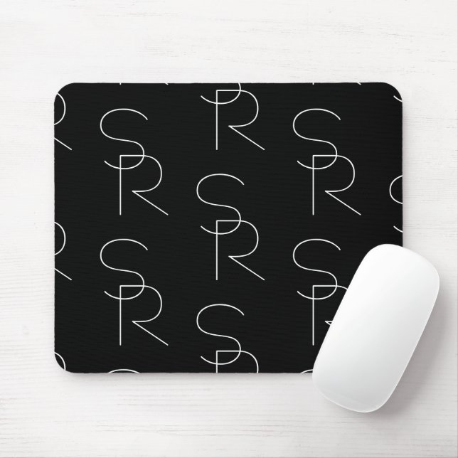 Moderne 2 Anfangsbuchstaben Muster | Schwarz & Wei Mousepad (Mit Mouse)