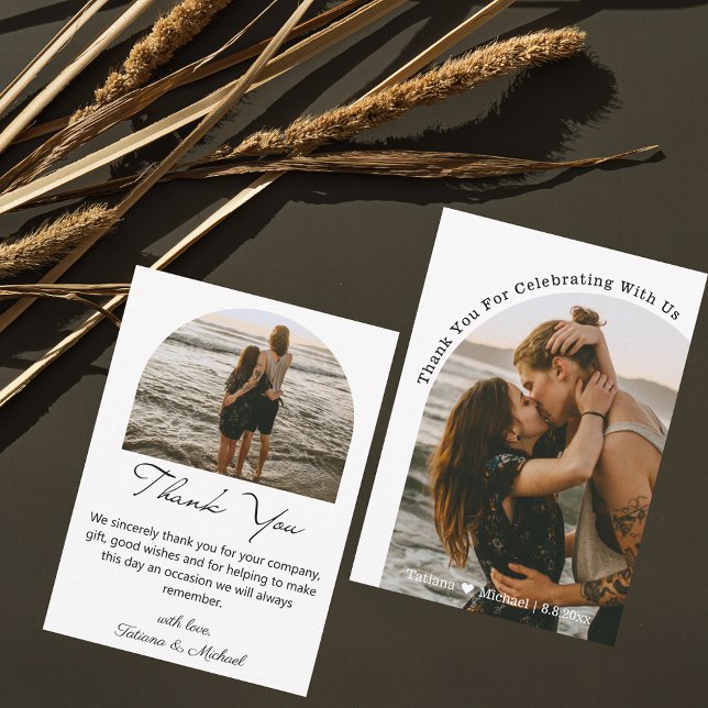 moderne 2 arcs photos mariage carte de remerciemen (Créateur téléchargé)