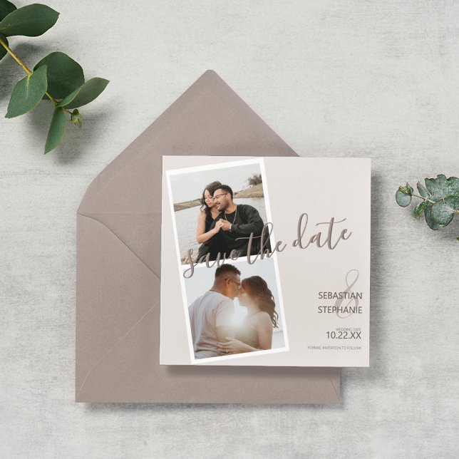 Moderne 2 Bande photo | FAIRE-PART FIANÇAILLES (Créateur téléchargé)