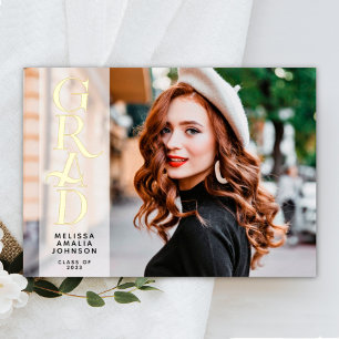 Moderne 2-Foto-Abschluss-Echtfolienankündigung Folieneinladung