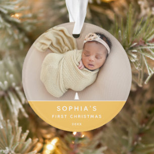 Moderne 2-Foto-Acryln-Weihnachten für Babys erstes Ornament