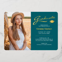 Moderne 2 Foto Aquamarine White & Gold Foil Grad C