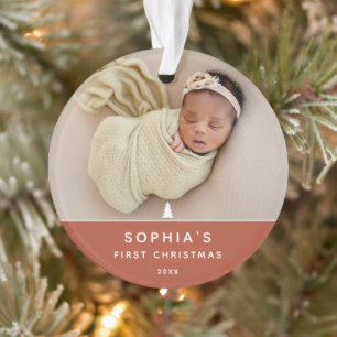Moderne 2-Foto-Babys erstes Weihnachten Acryl Ornament