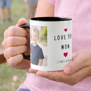 Moderne 2-Foto-Collage Love You Mom Tasse