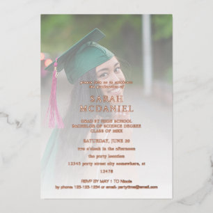Moderne 2 Foto Fade Graduation Party Folieneinladung