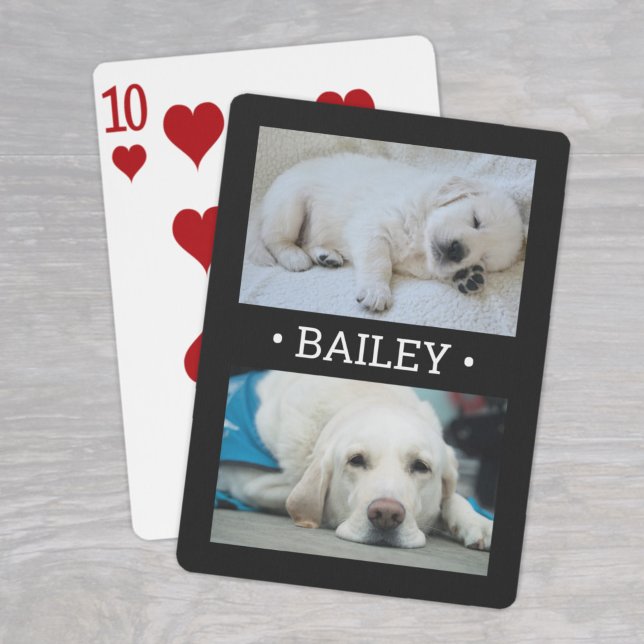 Moderne 2 Foto Hund oder Jeder Name Schwarz und We Spielkarten (Von Creator hochgeladen)