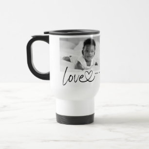 Moderne 2 Foto-Schrift Liebe Reisebecher