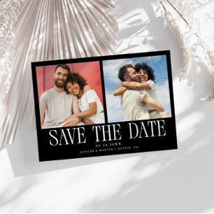 Moderne 2-Foto-Schwarze Hochzeit Save The Date