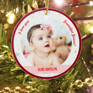 Moderne 2 Fotos Baby Girl First Christmas Opa Keramik Ornament
