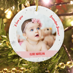 Moderne 2 Fotos Baby Girl First Christmas Opa Keramik Ornament