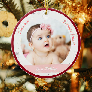 Moderne 2 Fotos Baby Girl First Christmas Opa Keramik Ornament