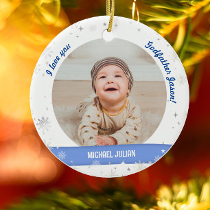 Moderne 2 Fotos Baby Junge 1. Weihnachten Patenonk Keramik Ornament