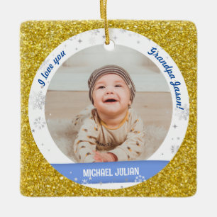 Moderne 2 Fotos Baby Junge Erstes Weihnachten Opa Keramikornament