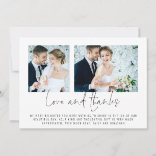Moderne 2 Fotos Hochzeit Liebe und Danke Karte