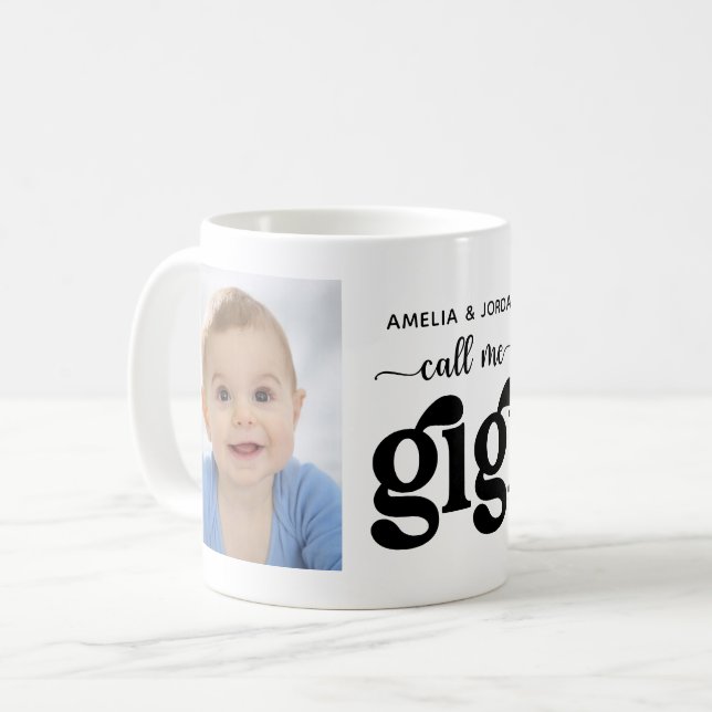 Moderne 2 Fotos nennen mich Gigi Kaffeetasse (Vorderseite Links)