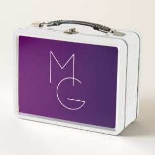 Moderne 2 Initialen   Tiefes Lila Subtiles Ombre Metall Brotdose