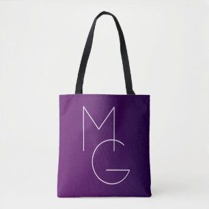 Moderne 2 Initialen Tiefes Lila Subtiles Ombre Tasche