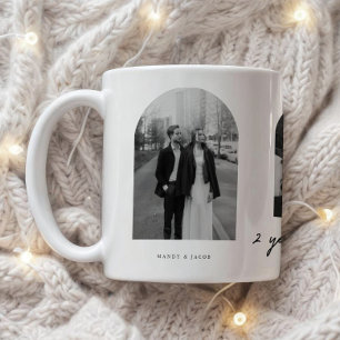 Moderne 2-Jahres-Jubiläums-Foto-Arch für Paare Kaffeetasse