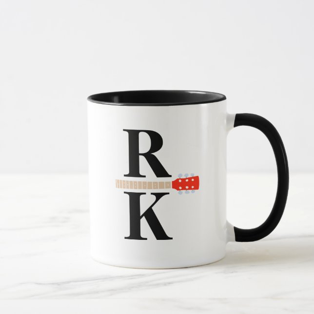 Moderne 2-Schwarz-Initialen Monogram, weiß Tasse (Rechts)